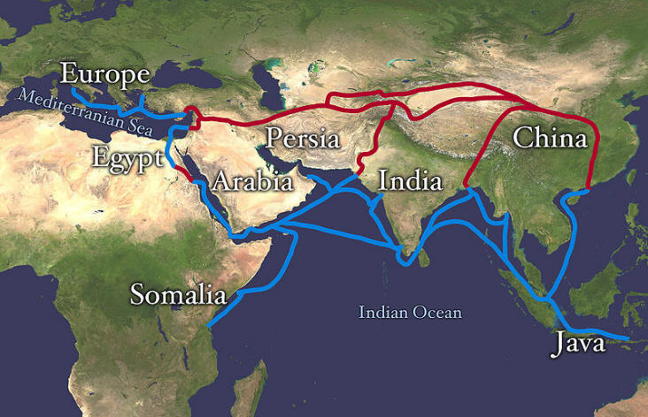 indian ocean trade blank map